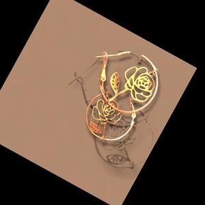 Elegant Handmade Gold Rose Hoop Earrings